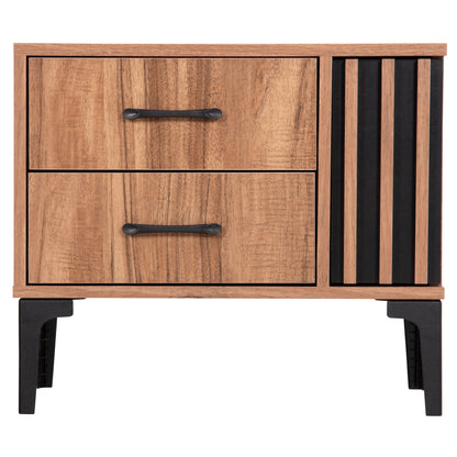 Nightstand Series Harry Hm2487.01 Melamine In Natural Wood Color-black 55x43x48hcm.