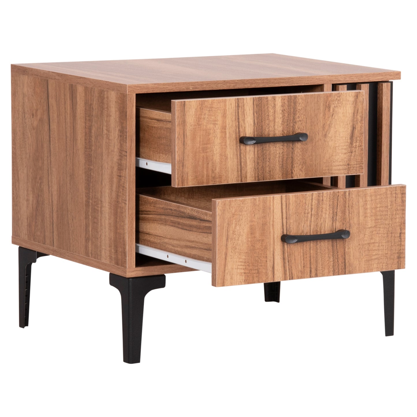 Nightstand Series Harry Hm2487.01 Melamine In Natural Wood Color-black 55x43x48hcm.