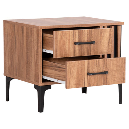 Nightstand Series Harry Hm2487.01 Melamine In Natural Wood Color-black 55x43x48hcm.