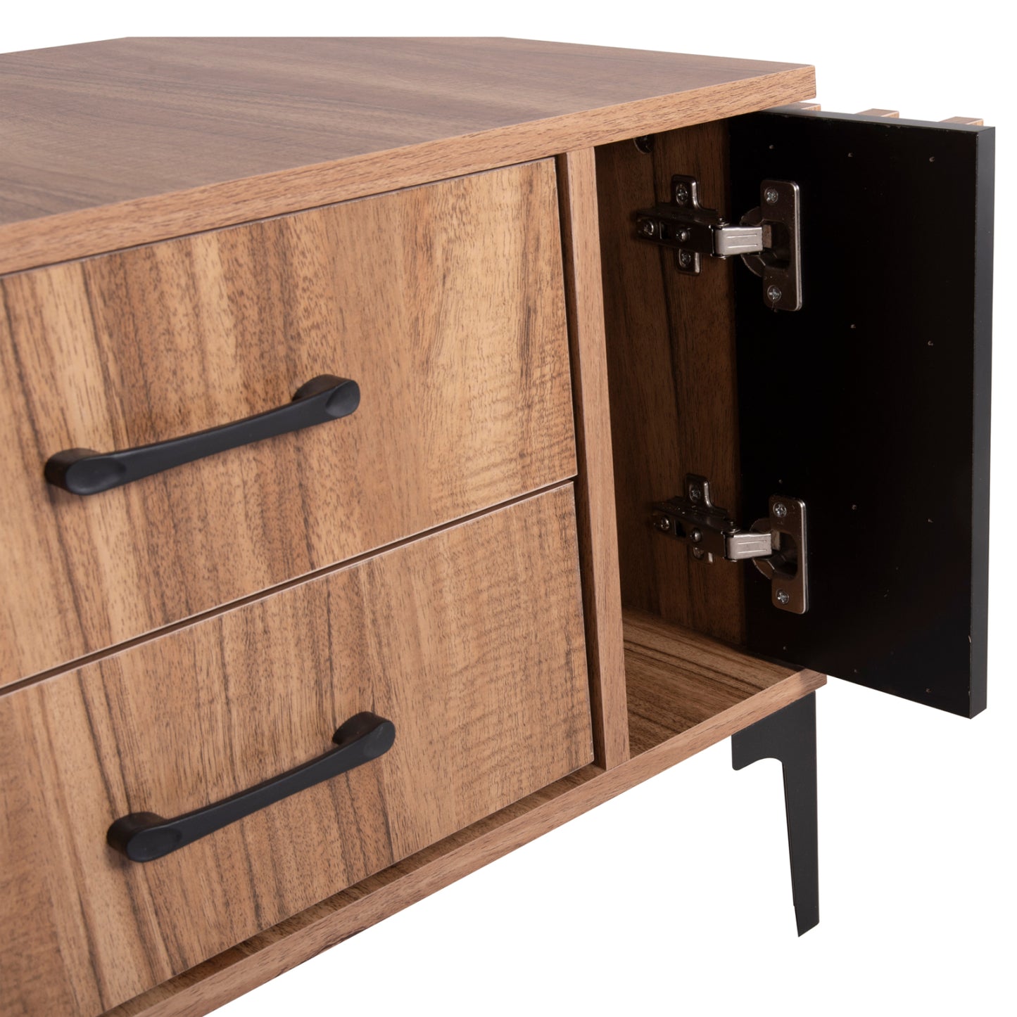 Nightstand Series Harry Hm2487.01 Melamine In Natural Wood Color-black 55x43x48hcm.