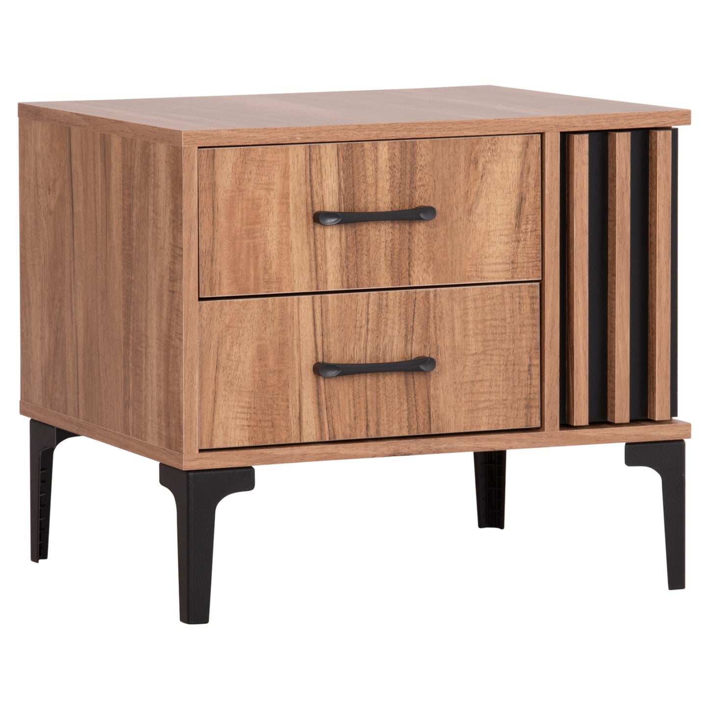 Nightstand Series Harry Hm2487.01 Melamine In Natural Wood Color-black 55x43x48hcm.