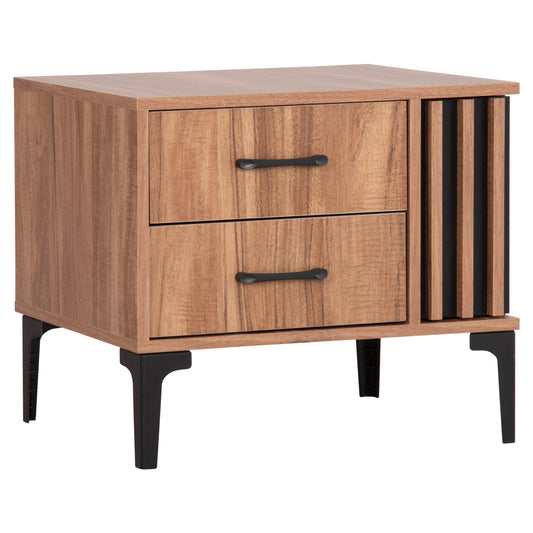 Nightstand Series Harry Hm2487.01 Melamine In Natural Wood Color-black 55x43x48hcm.