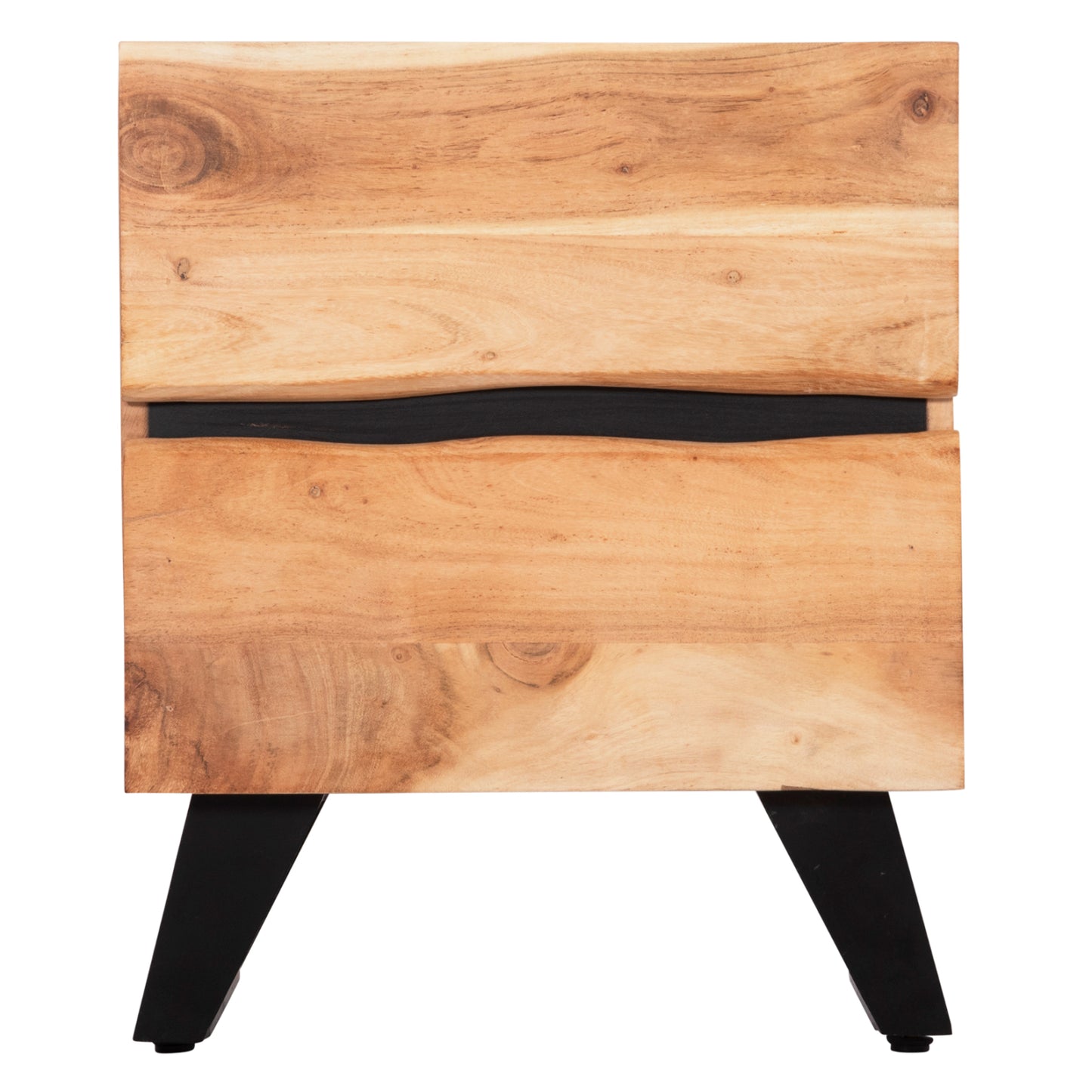 Nightstand With 2 Drawers Alicia Hm8360.11 Acacia Wood In Natural Color 45x35x56hcm.