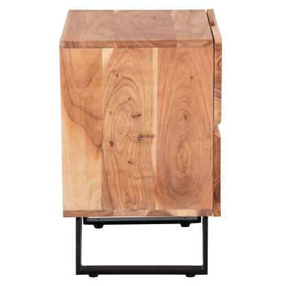 Nightstand With 2 Drawers Alicia Hm8360.11 Acacia Wood In Natural Color 45x35x56hcm.