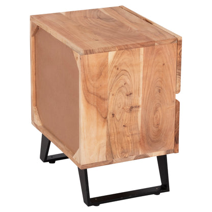Nightstand With 2 Drawers Alicia Hm8360.11 Acacia Wood In Natural Color 45x35x56hcm.