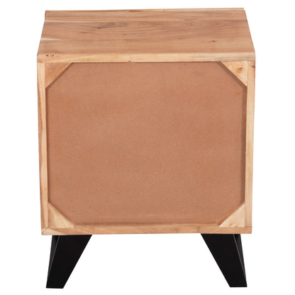 Nightstand With 2 Drawers Alicia Hm8360.11 Acacia Wood In Natural Color 45x35x56hcm.