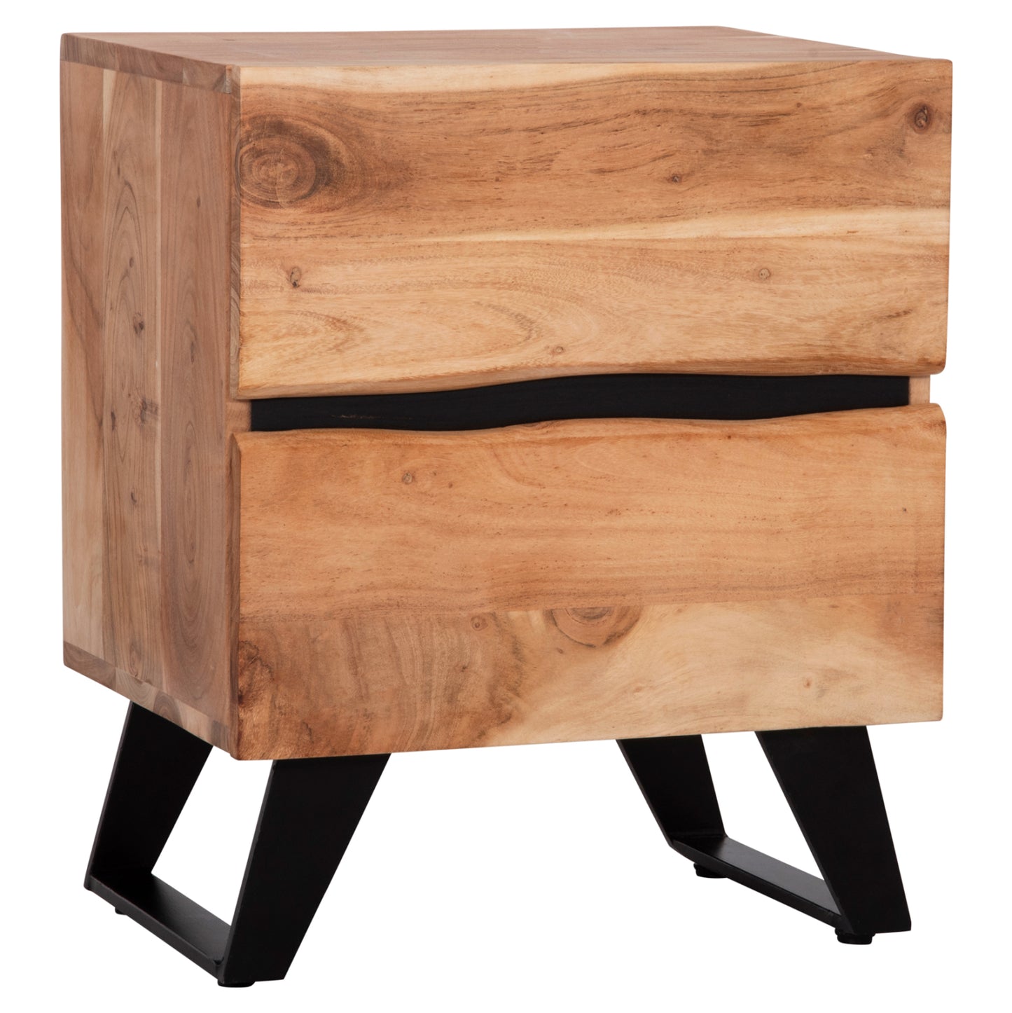 Nightstand With 2 Drawers Alicia Hm8360.11 Acacia Wood In Natural Color 45x35x56hcm.