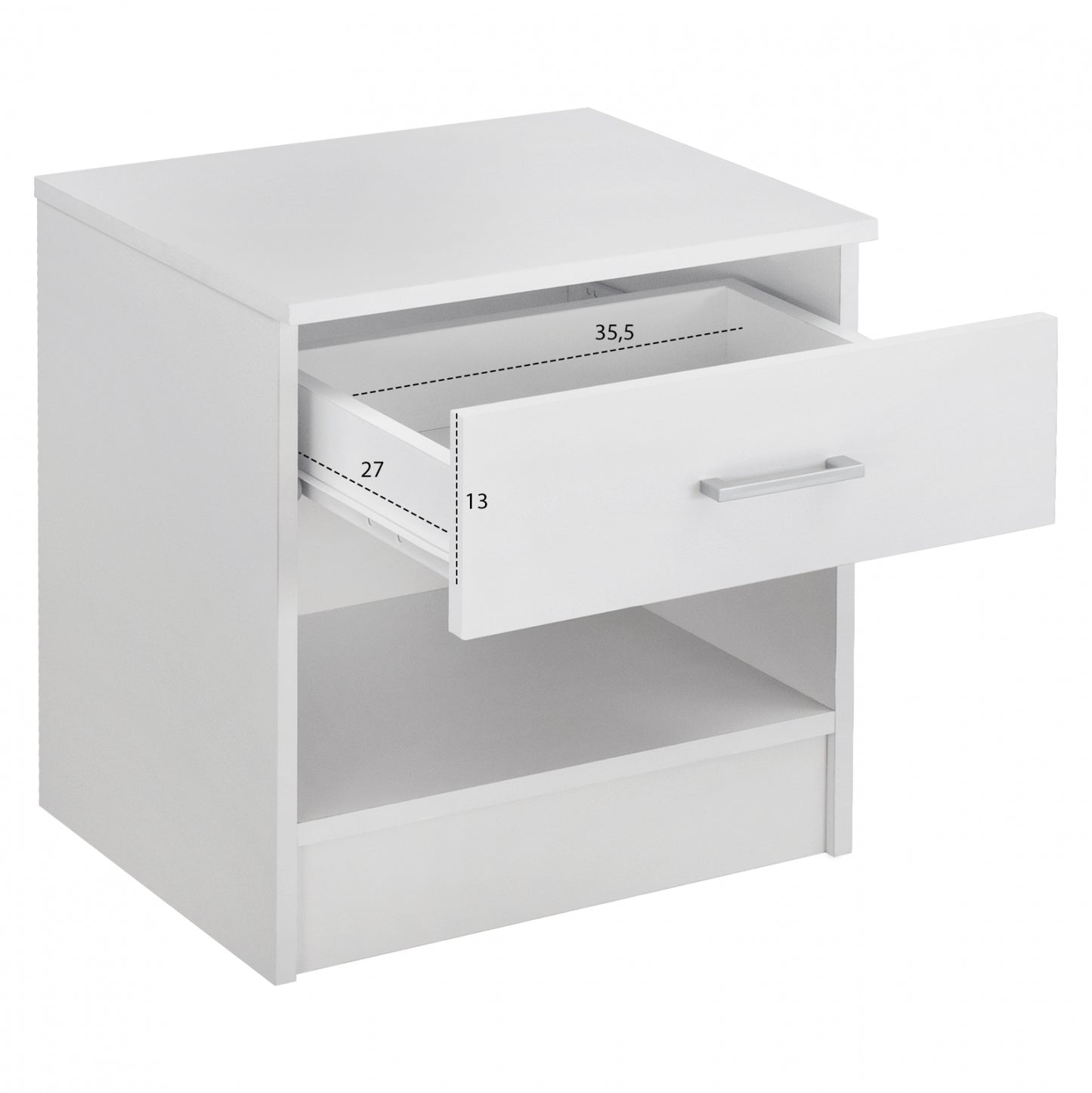Night Stand With 1 Drawer In White Hm2345.05 45x35,5x47 Cm.