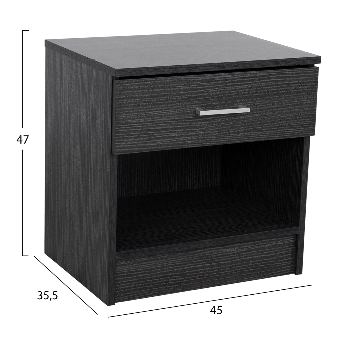 Bedside Table With 1 Drawer Zebrano 45x35.5x47cm Hm2345.02