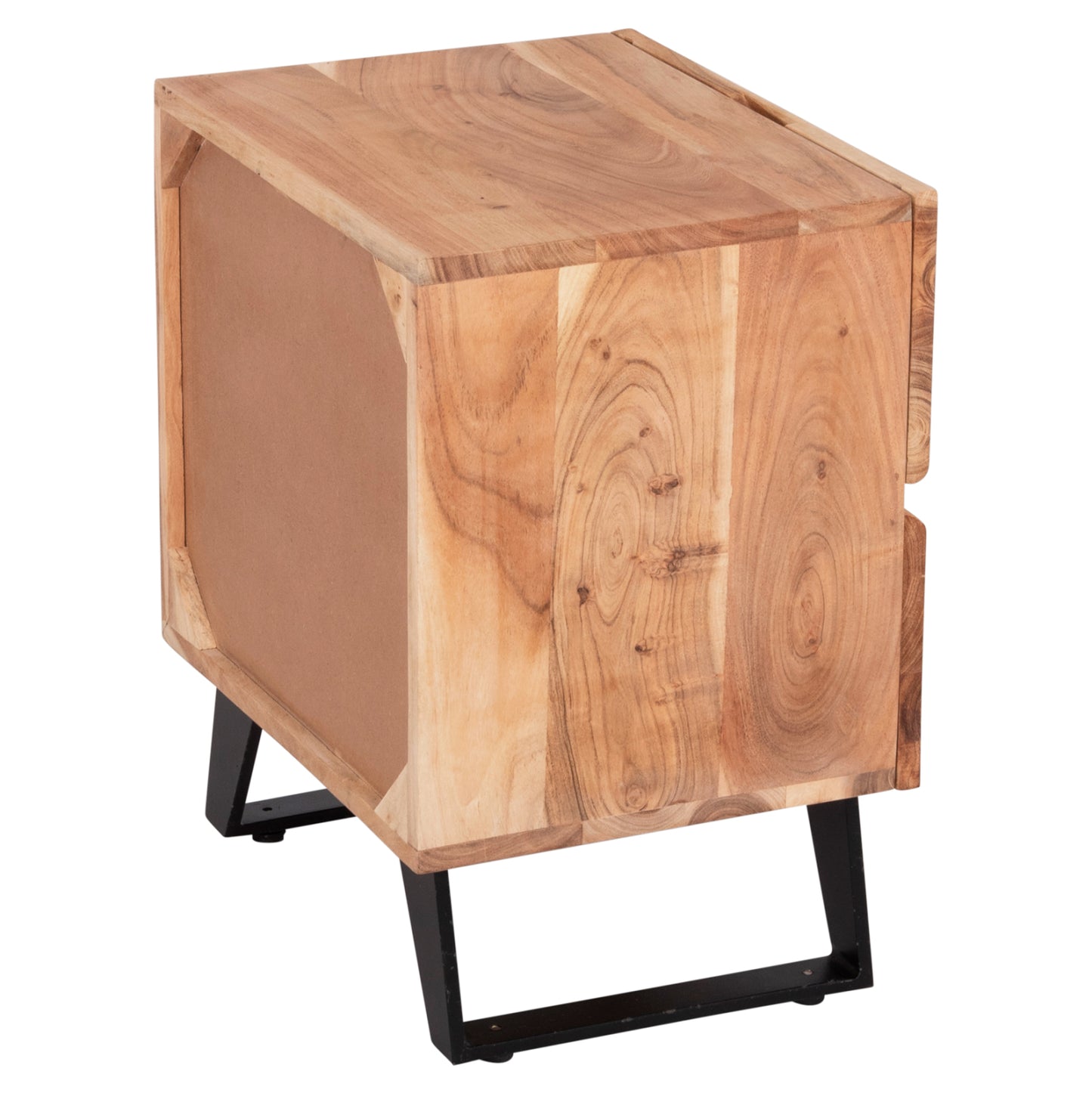 Nightstand With 2 Drawers Alicia Hm8360.21 Solid Acacia Wood-metal 45x35x56hcm.