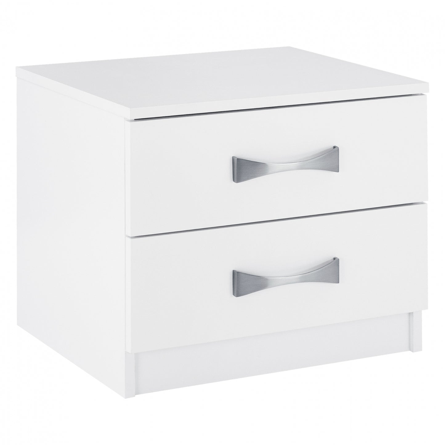 Night Stand With 2 Drawers And Silver Handle Hm2235.05 ΛΕΥΚΟ 48x40,5x41,5ycm.