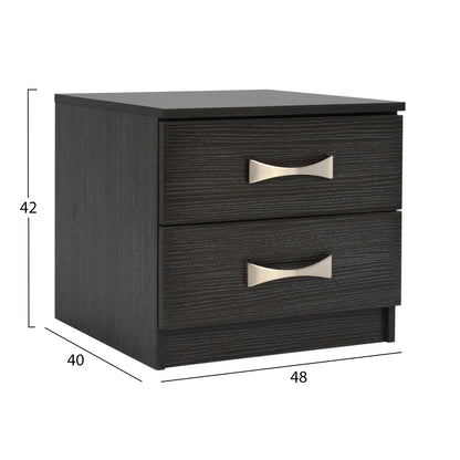 Bedside Table With 2 Drawers And Handles Hm2235.01 Zebrano 48x40x42