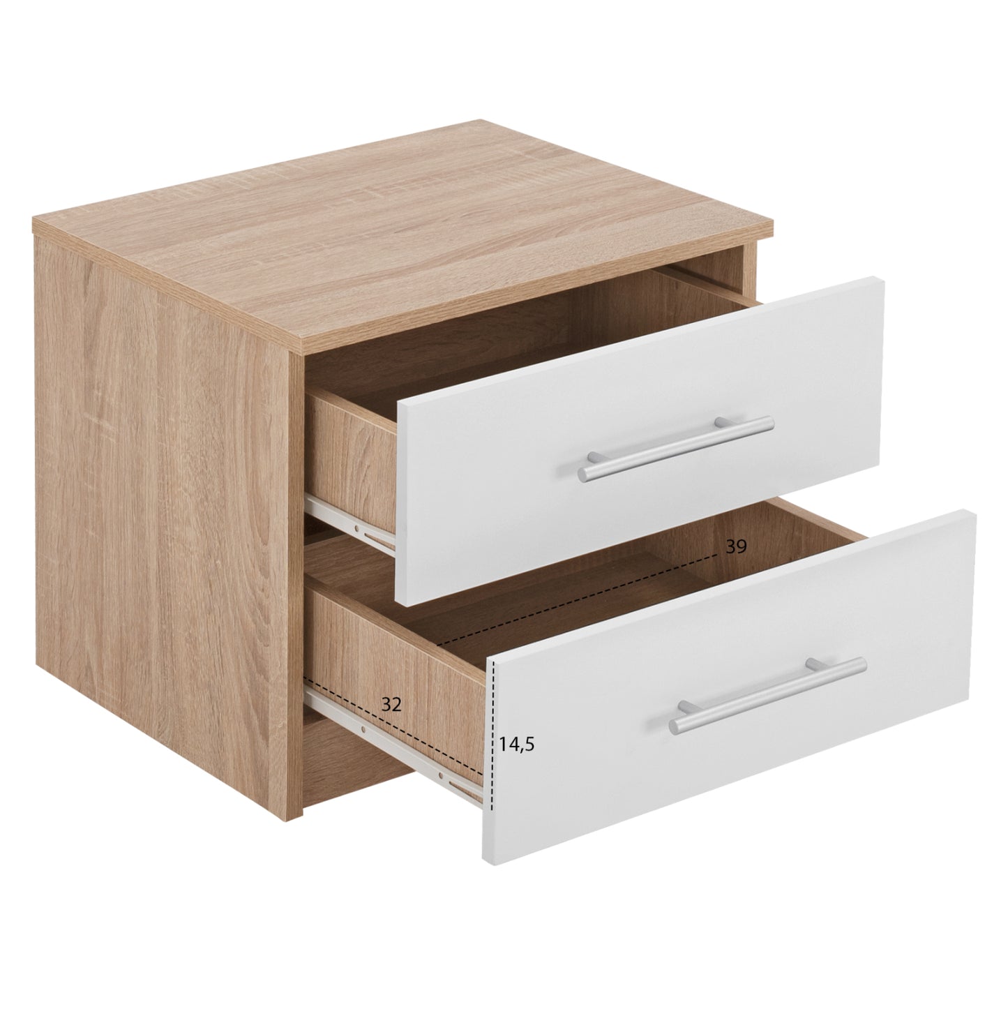 Night Stand Hm2220.06 Sonama-white 48x40,5x41,5 Cm.