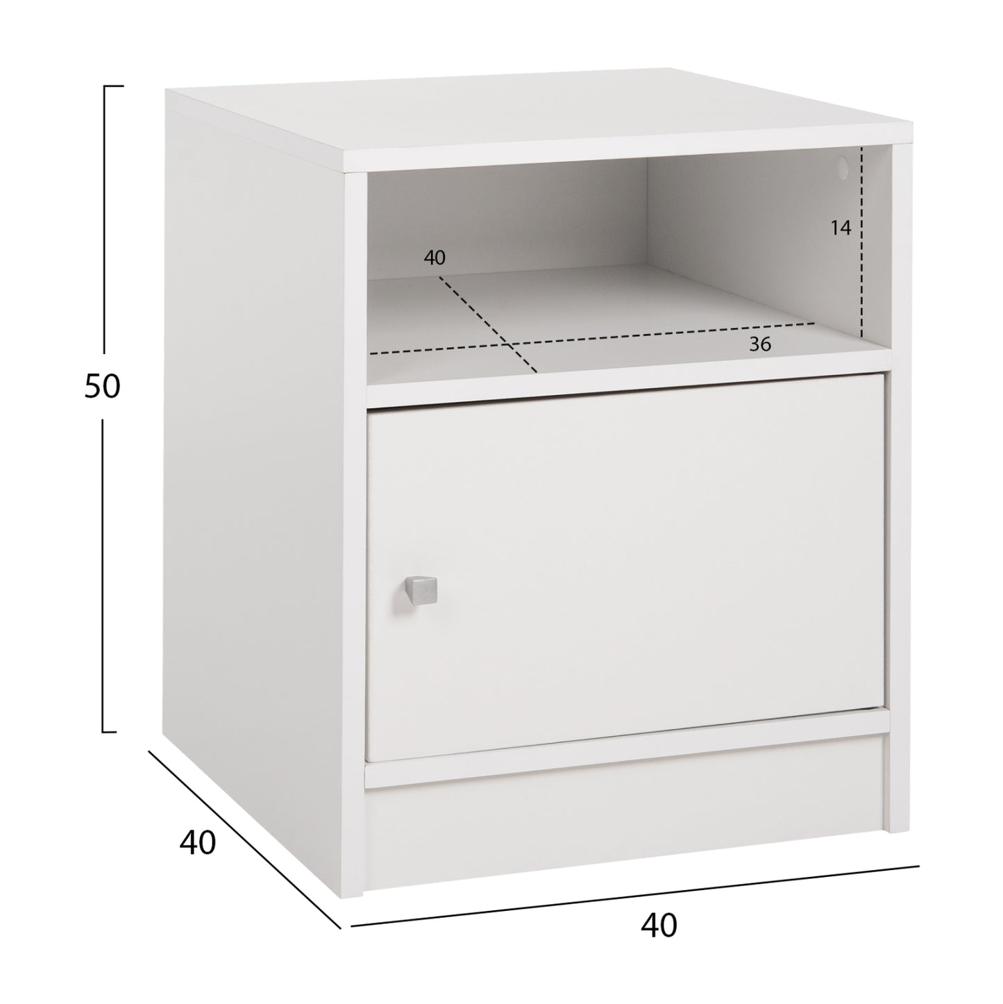 Nightstand Malory Hm2205.05 White Melamine 40x40x50hcm.