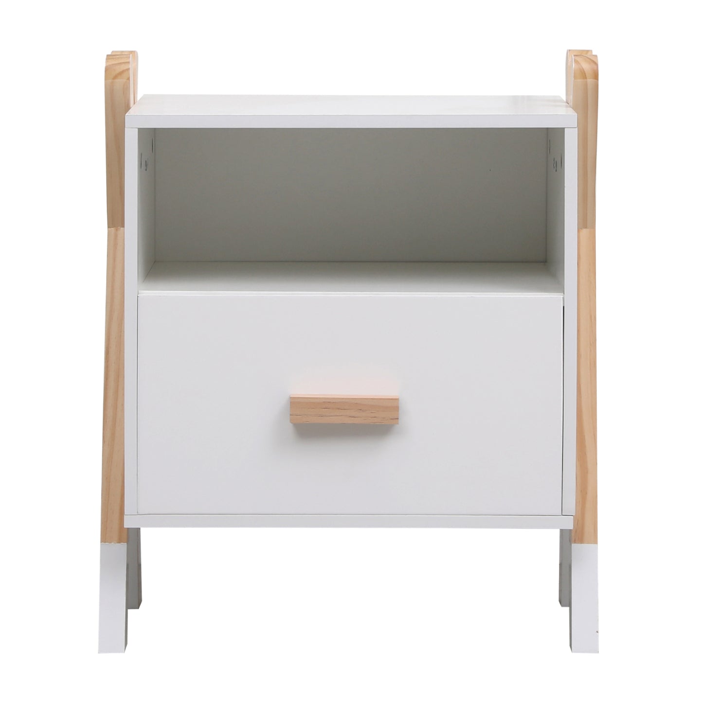 Nightstand Paschal Hm2488.03 White Melamine-pine Wood In Natural Color 46x30x55hcm.