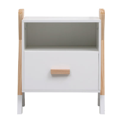 Nightstand Paschal Hm2488.03 White Melamine-pine Wood In Natural Color 46x30x55hcm.