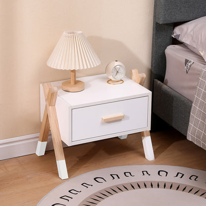 Nightstand Paschal Hm2497.03 White Melamine-pine Wood In Natural Color 46x30x38hcm.