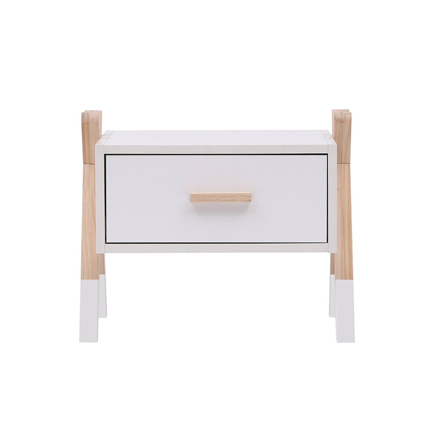 Nightstand Paschal Hm2497.03 White Melamine-pine Wood In Natural Color 46x30x38hcm.