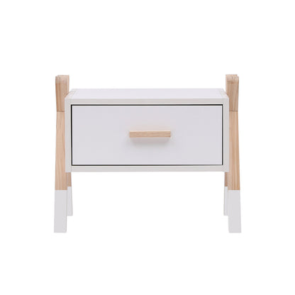Nightstand Paschal Hm2497.03 White Melamine-pine Wood In Natural Color 46x30x38hcm.