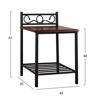 Bedside Table Suzie Hm388 From Metal And Wood 45x35x48-61Η Cm