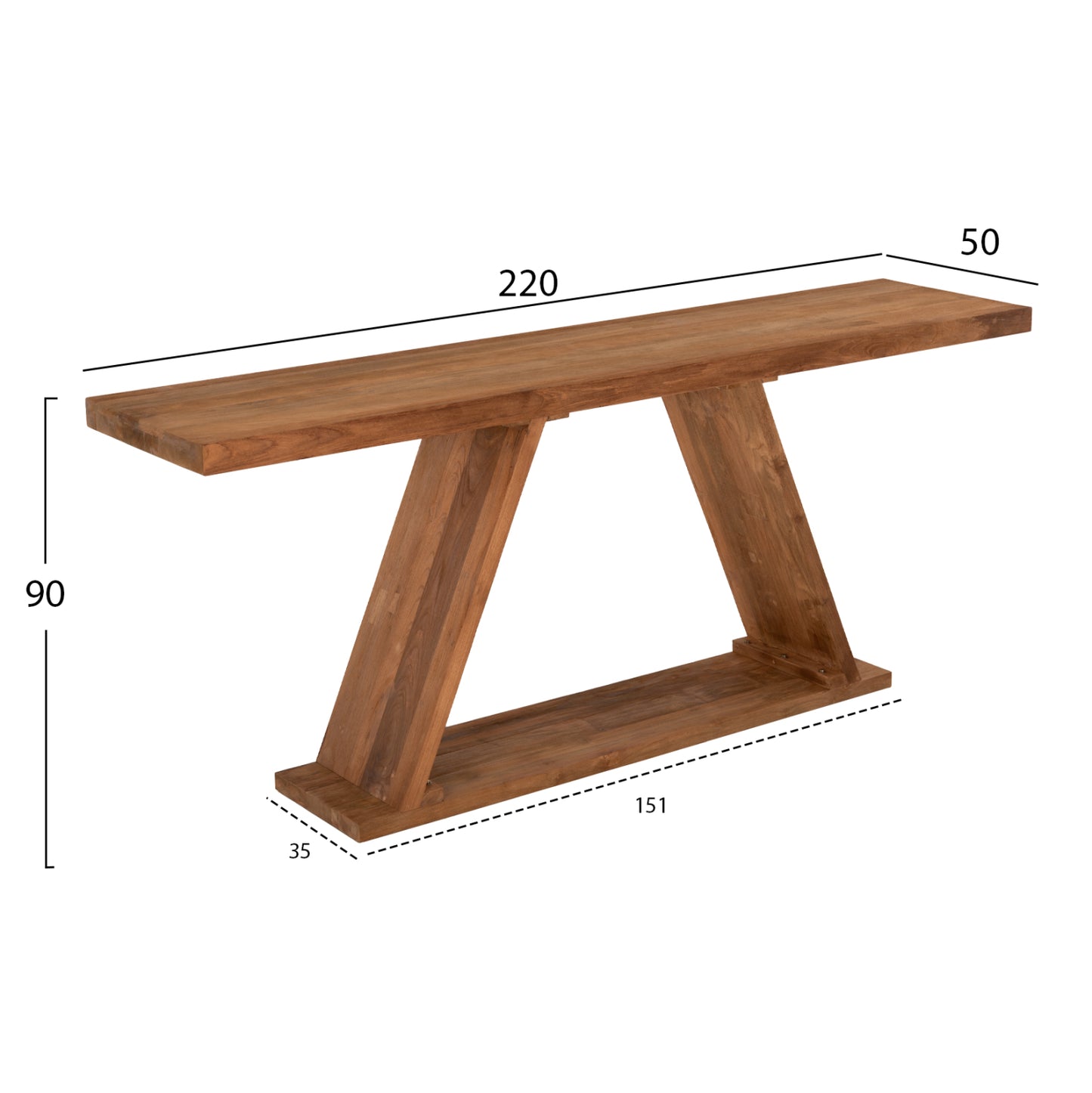 Console Hm9555 Made Of Teak Wood In Natural Color 220x50x90hcm.