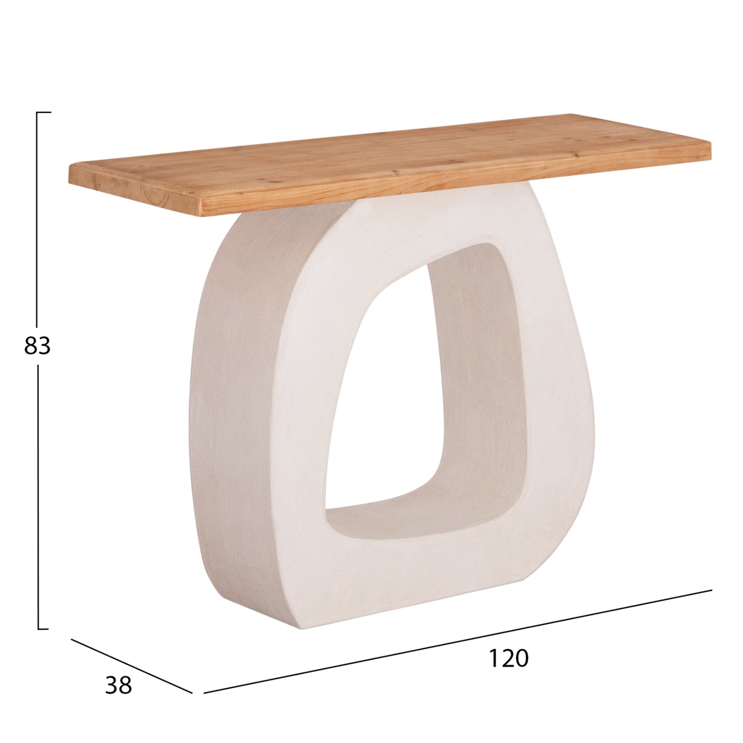 Console Series Santorini Hm18043 Fir Wood Tabletop-mdf Base In Off-white 120x38x83hcm.