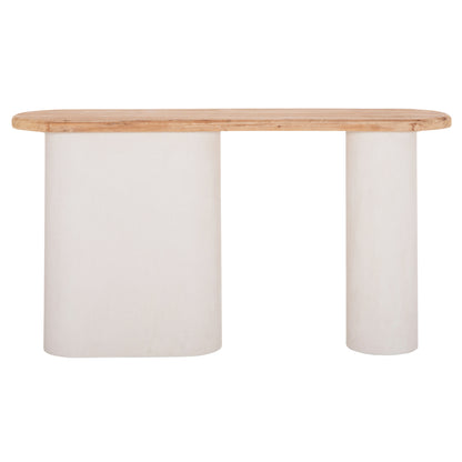 Console Santorini Hm18338 Fir Wood Tabletop-mdf Base In Off-white 150x35x82hcm.