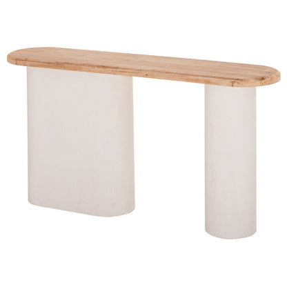 Console Santorini Hm18338 Fir Wood Tabletop-mdf Base In Off-white 150x35x82hcm.