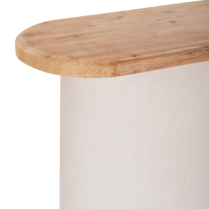 Console Santorini Hm18338 Fir Wood Tabletop-mdf Base In Off-white 150x35x82hcm.