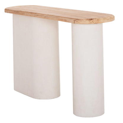 Console Santorini Hm18338 Fir Wood Tabletop-mdf Base In Off-white 150x35x82hcm.