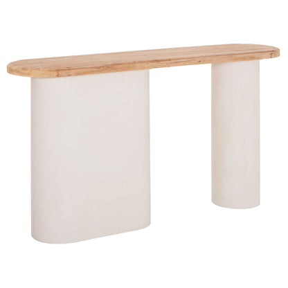 Console Santorini Hm18338 Fir Wood Tabletop-mdf Base In Off-white 150x35x82hcm.