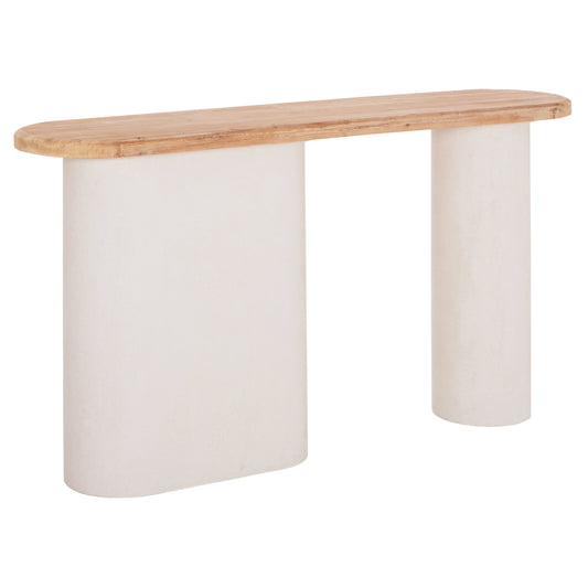 Console Santorini Hm18338 Fir Wood Tabletop-mdf Base In Off-white 150x35x82hcm.