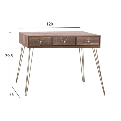 Console Kaitlyn Hm8653 Walnut With Gold 120x55x79,5 Cm.