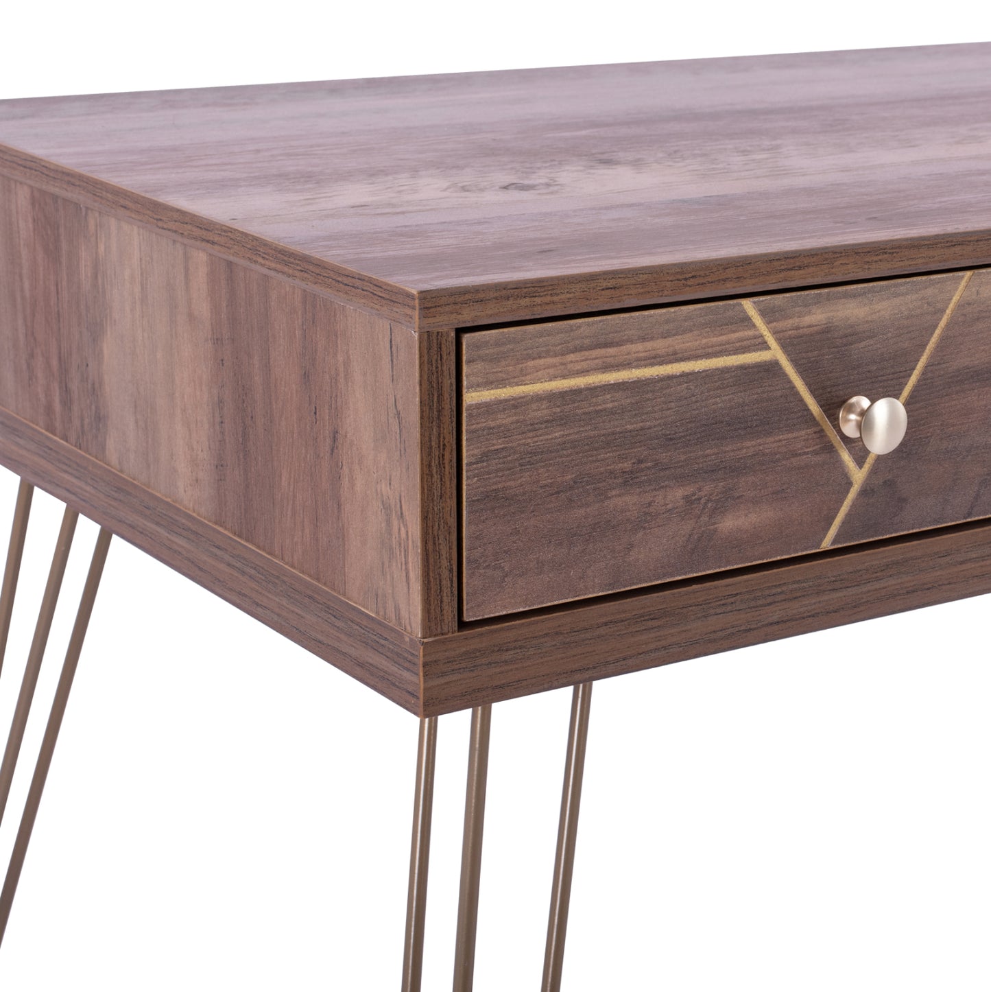 Console Kaitlyn Hm8653 Walnut With Gold 120x55x79,5 Cm.