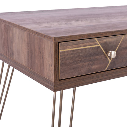 Console Kaitlyn Hm8653 Walnut With Gold 120x55x79,5 Cm.