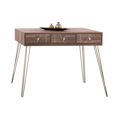 Console Kaitlyn Hm8653 Walnut With Gold 120x55x79,5 Cm.