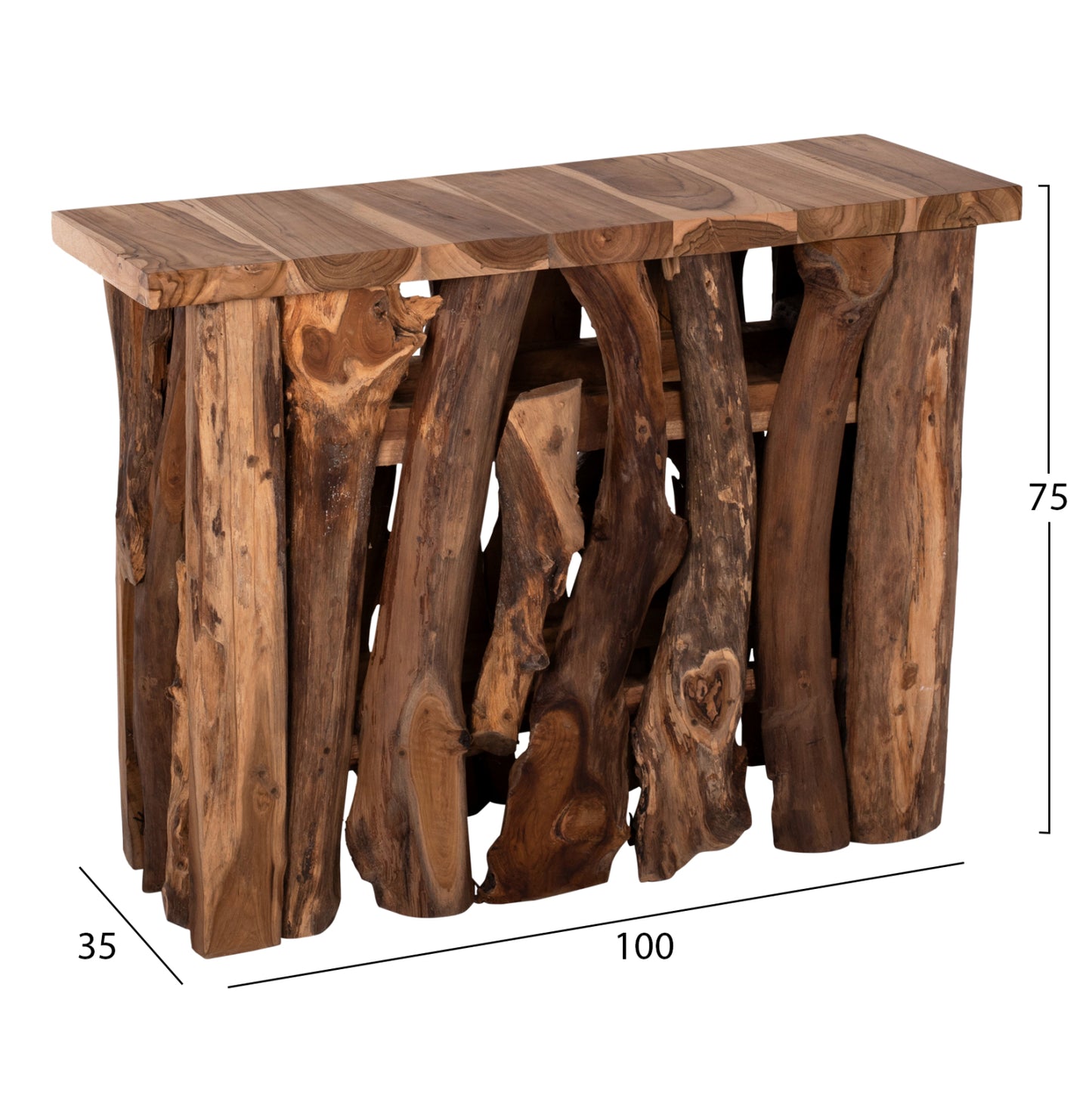 Console Fb99336 Solid Teak Natural 100x35x75h