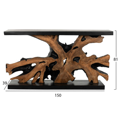 Console Hm9356 Solid Teak Natural-black 150x40x80h