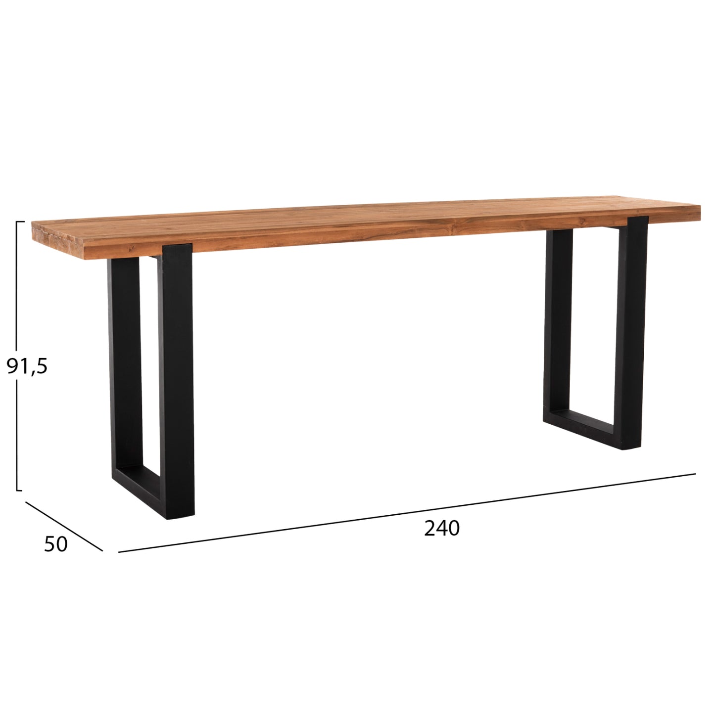 Console Shire Hm9800 Recycled Teak Wood-black Metal Legs 240x50x90hcm.