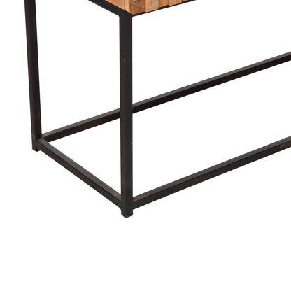 Console With Drawers Jordi Hm9801 Teak Wood In Natural-black Metal Base 180x43x79hcm.