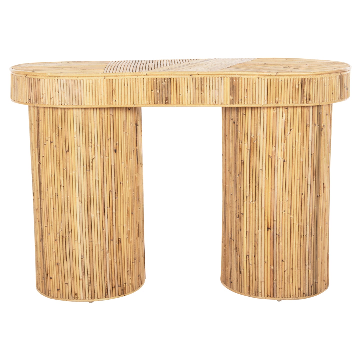 Console In Oval Shape Gatsby Hm9871 Natural Rattan In Natural Color 110x45x74,5hcm.