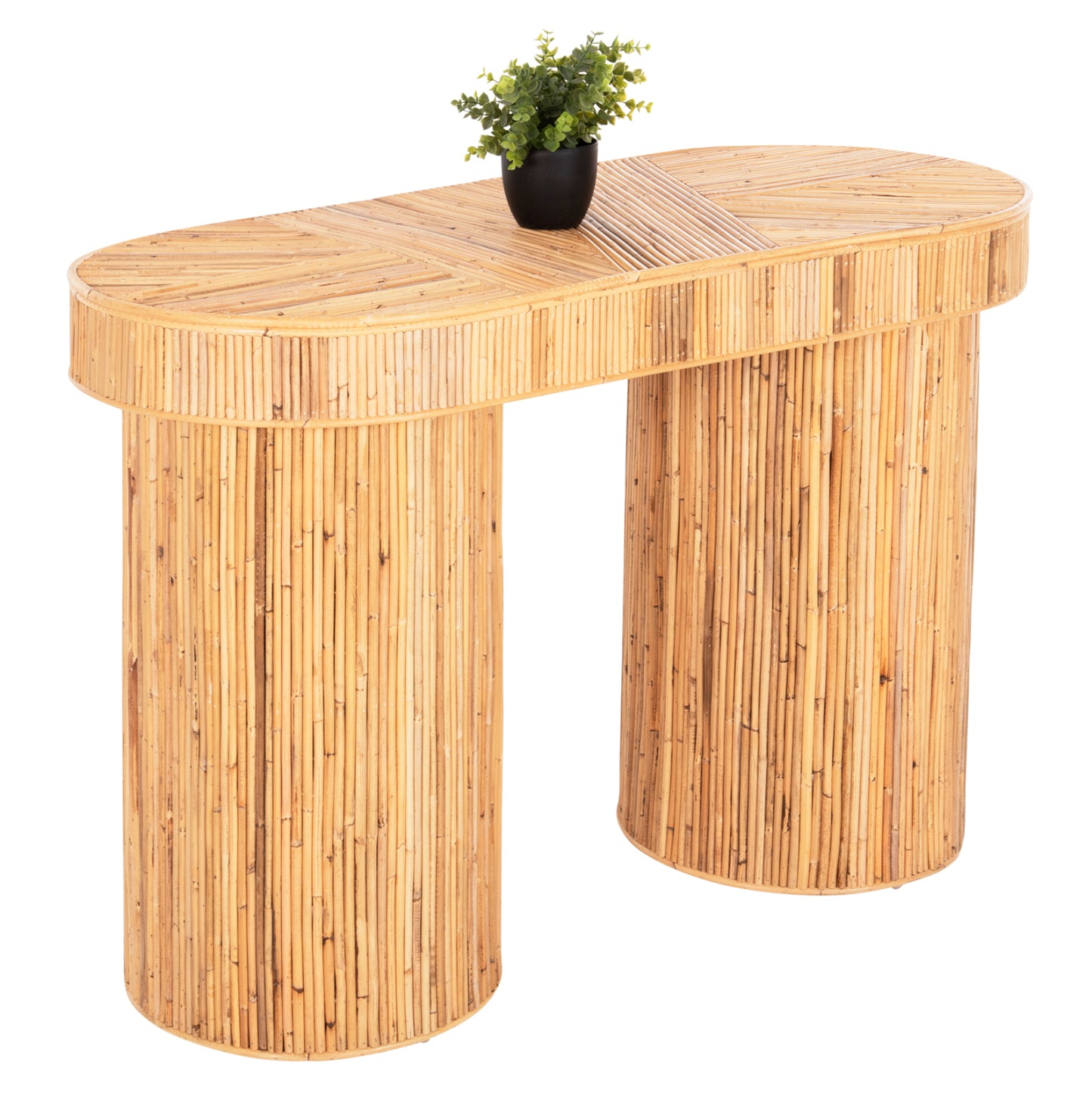 Console In Oval Shape Gatsby Hm9871 Natural Rattan In Natural Color 110x45x74,5hcm.