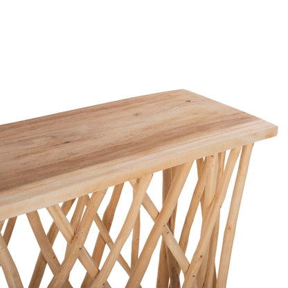 Console In Rustic Style Teak Branches & 3cm. Tabletop 121x36x75hcm. Hm9805