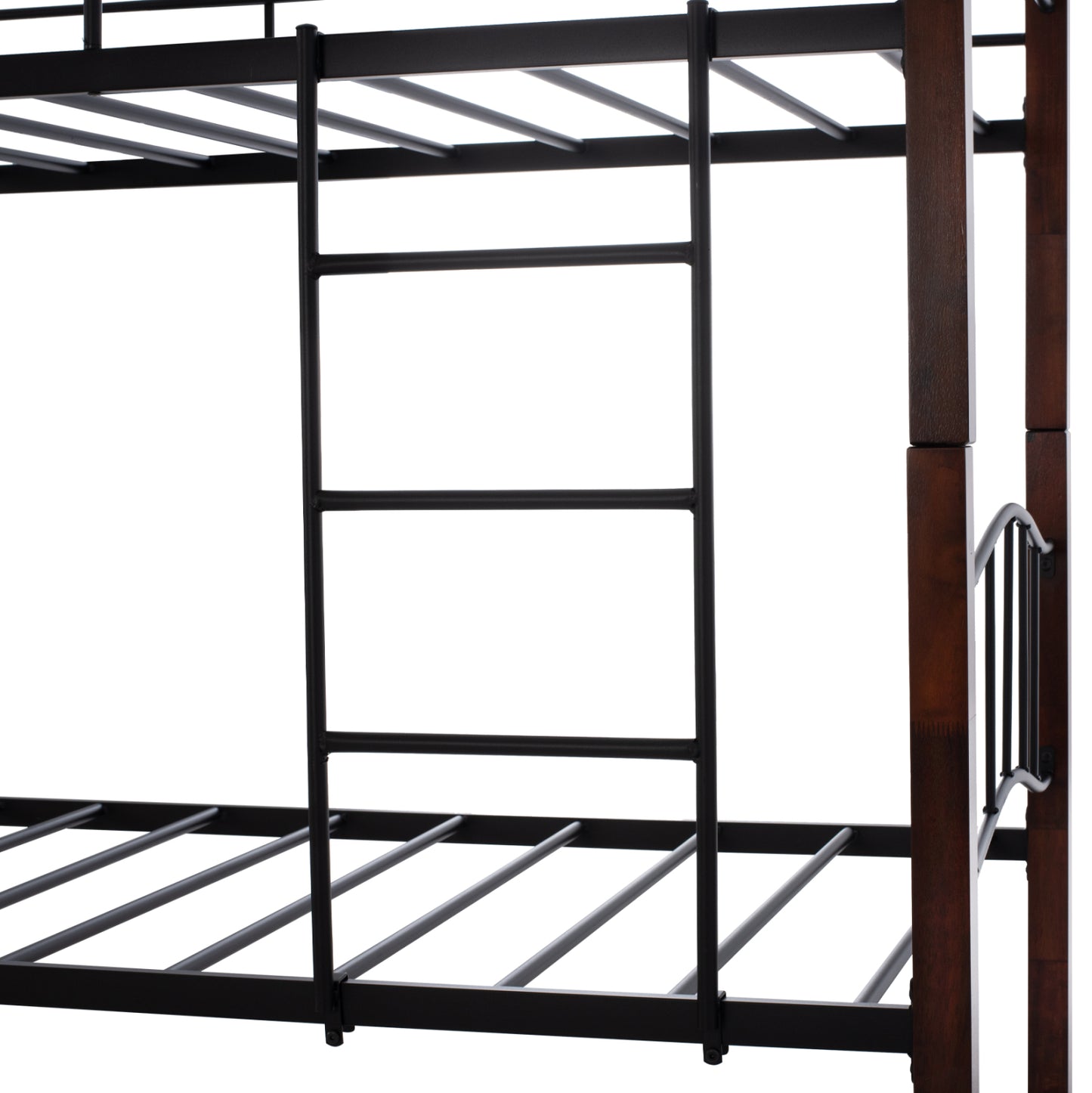 Bunk-bed Black Metal-walnut Color Wood Hm645 90x190cm