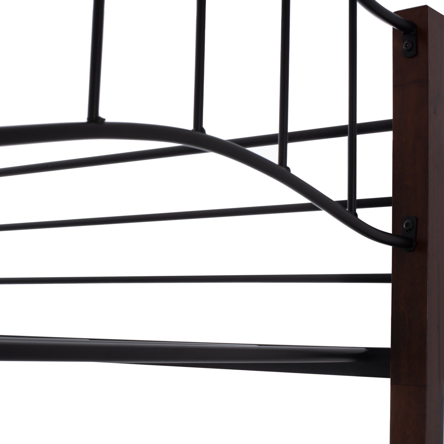 Bunk-bed Black Metal-walnut Color Wood Hm645 90x190cm