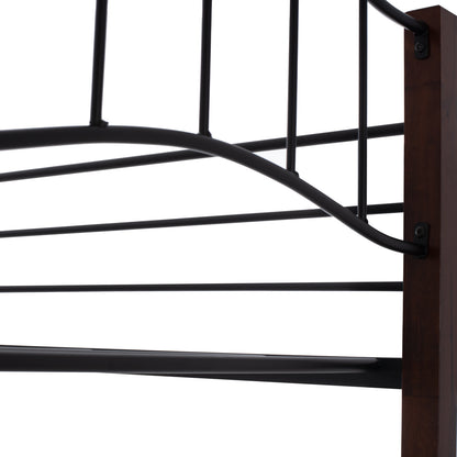 Bunk-bed Black Metal-walnut Color Wood Hm645 90x190cm