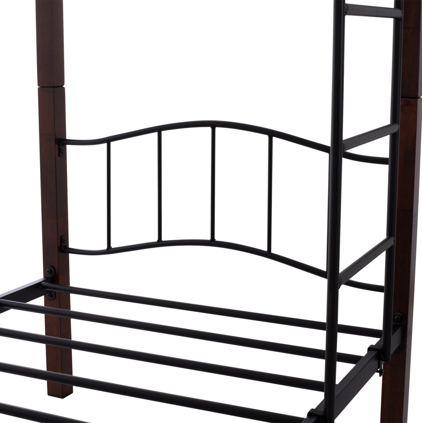Bunk-bed Black Metal-walnut Color Wood Hm645 90x190cm
