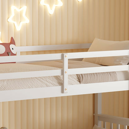 Bunk Bed With 2 Mattresses Lantai Hm21307.01 Pine Wood In White--for Mattresses 90x190cm