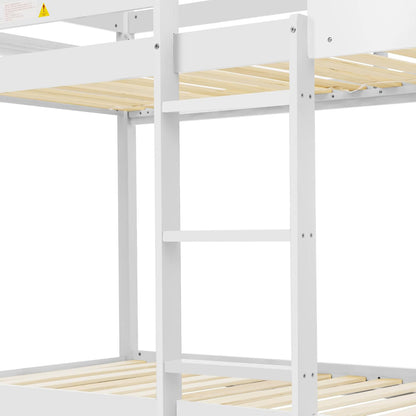 Bunk Bed With 2 Mattresses Hood Hm21314.01 Pine Wood In White--for Mattresses 90x190cm
