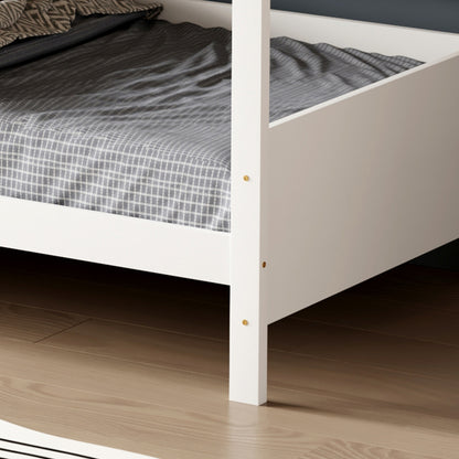 Bunk Bed With 2 Mattresses Combo Hm21316 Pine Wood In White--for Mattresses 90x190cm